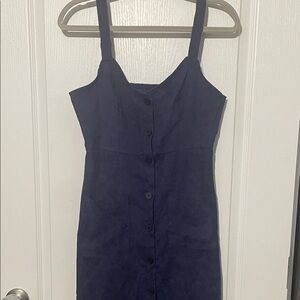 Vintage Blue Corduroy Button-Front Jumper Dress